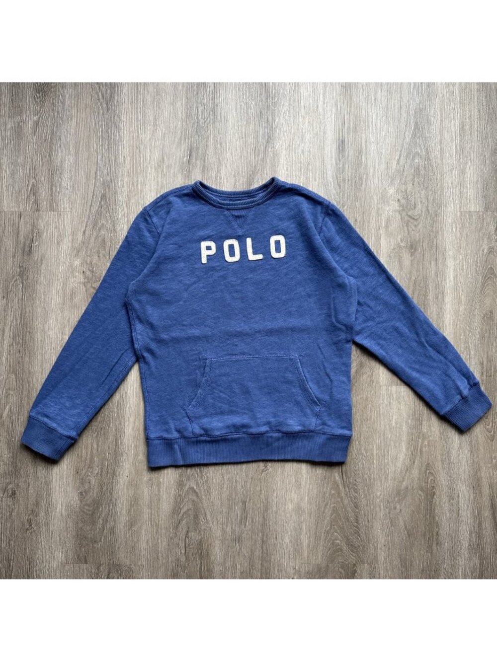 Rare Vintage Y2K Polo Ralph Lauren Spell Out Crewneck Sweater Youth XL Blue